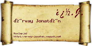 Árvay Jonatán névjegykártya